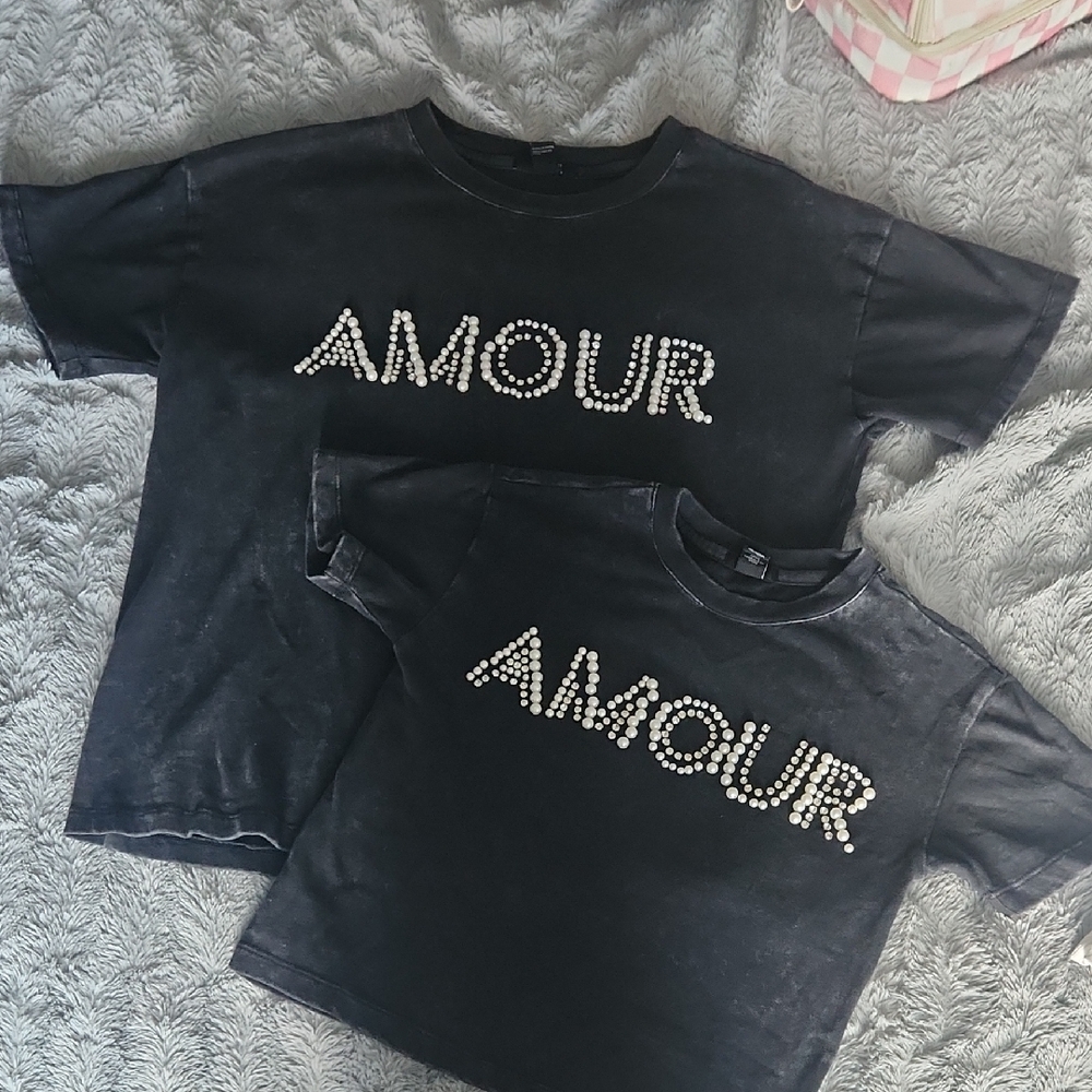F21 Distressed Mommy And Me 'Amour' T-Shirt Set